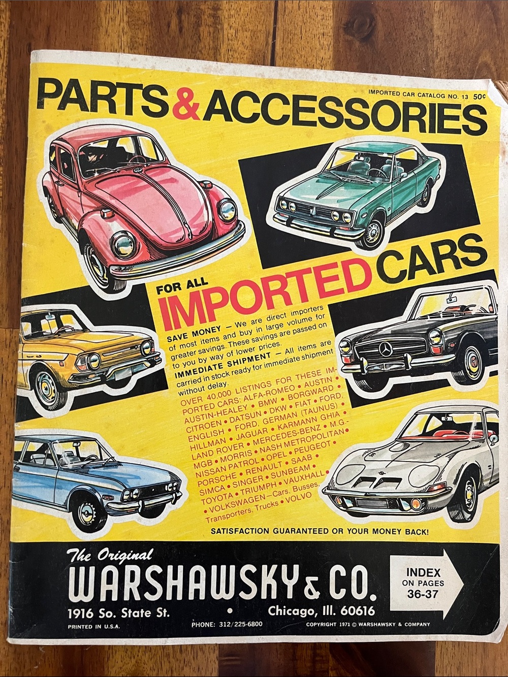 1971 WARSHAWSKY & Co Imported Car Catalog #13 Parts & Accessories CHICAGO,IL